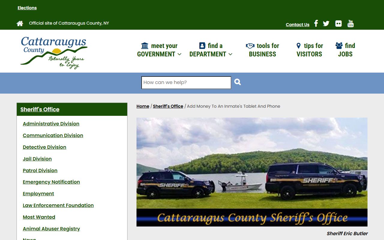 Cattaraugus County Jail Securus debit phone and tablet funding