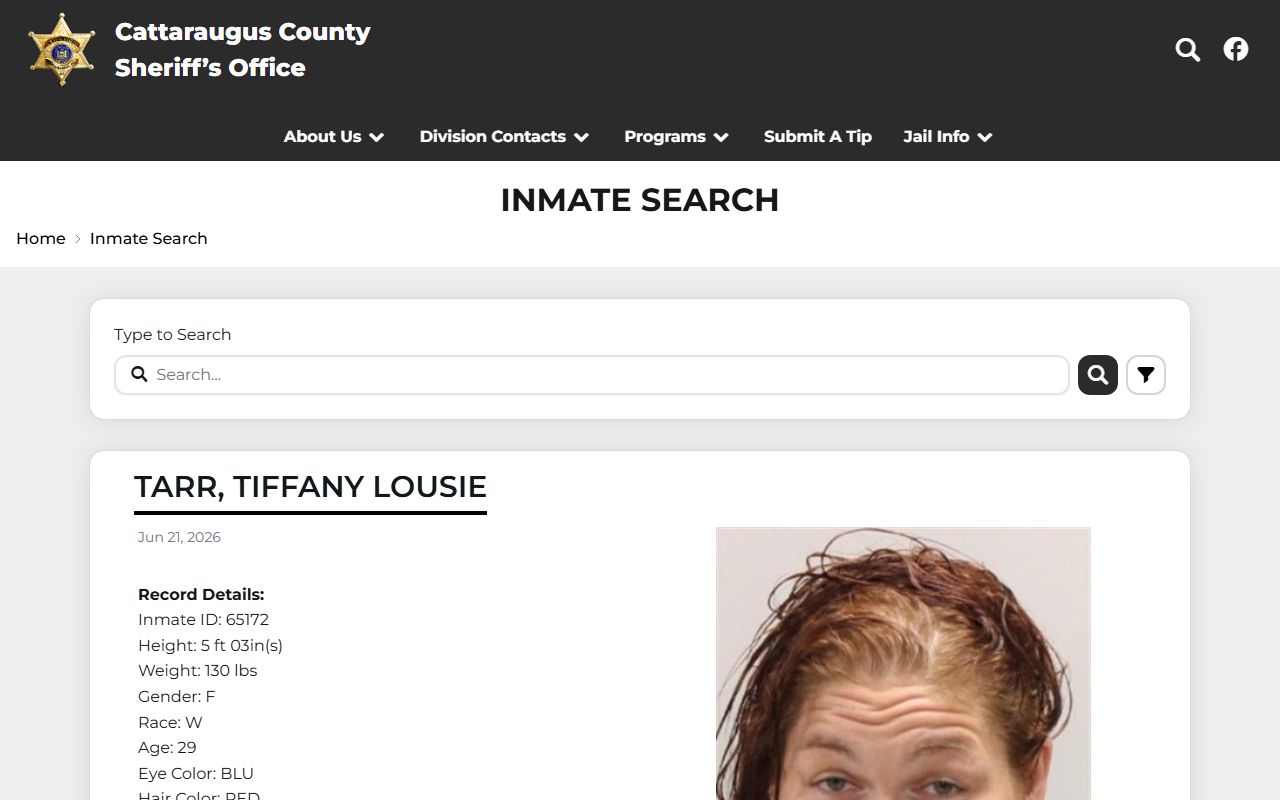 Cattaraugus County inmate population sheriff roster search